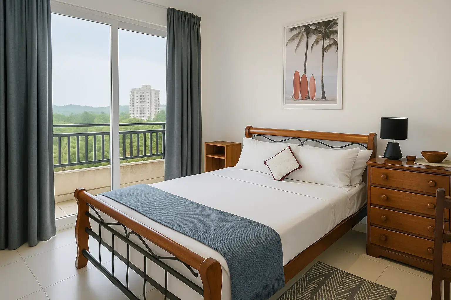 Spacious bedroom with private balcony