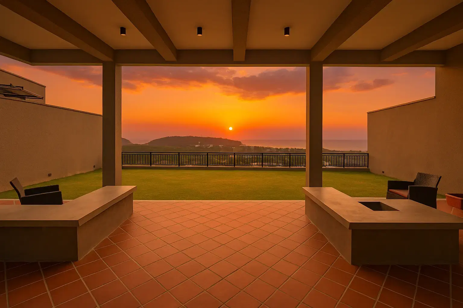 View from the rooftop at sunset